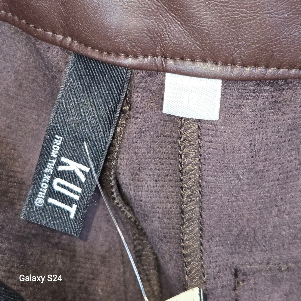 Kut‎ From The Kloth Brown Faux Leather Wide Leg Pants Women Size 12 - Picture 4 of 6